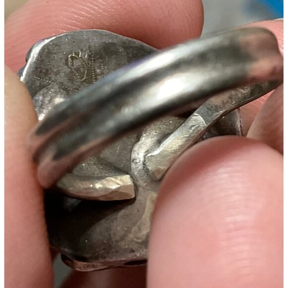 Ring Green Turquoise Silver Size 6.5 Native American Artisan Vintage Handmade - Picture 12 of 12